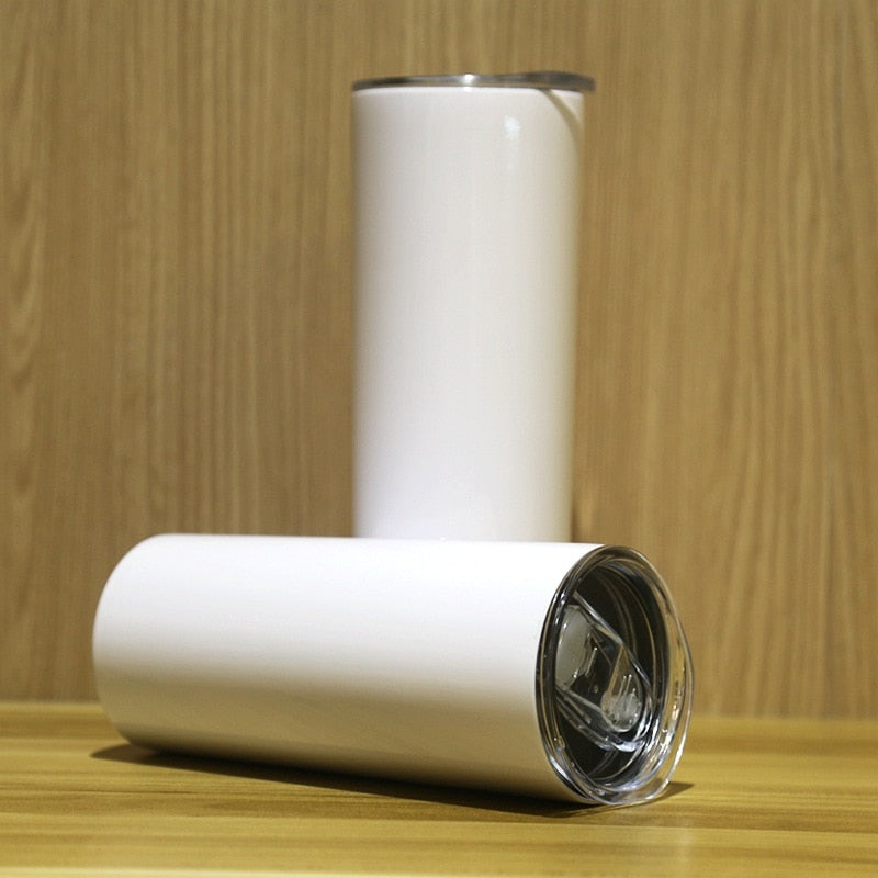 Sublimation Blanks 20oz and 30oz Straight Skinny Tumbler Double Wall Stainless Steel Cups In Bulk White