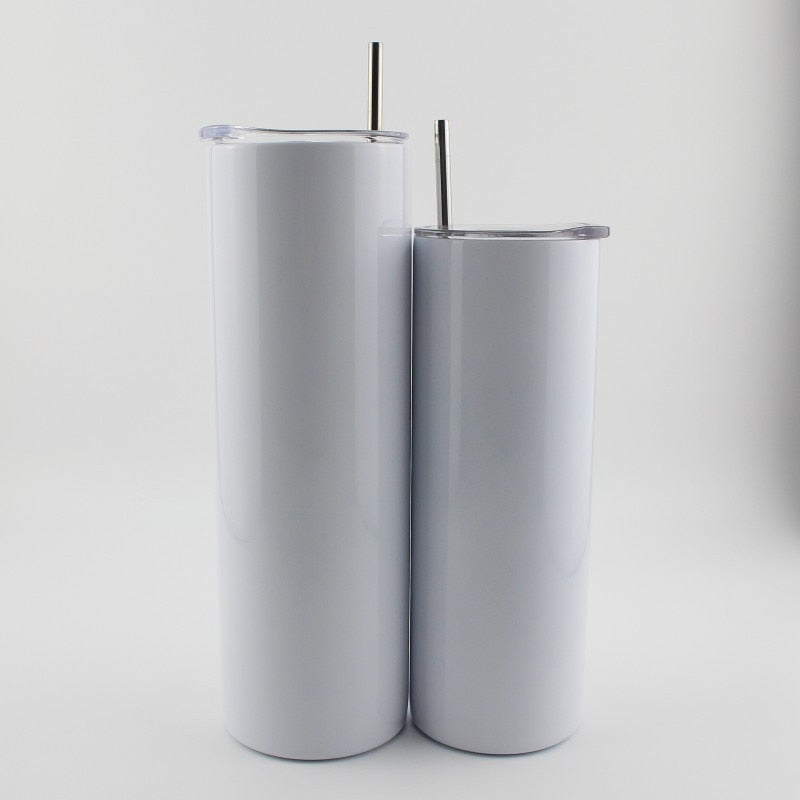 Sublimation Blanks 20oz and 30oz Straight Skinny Tumbler Double Wall Stainless Steel Cups In Bulk White